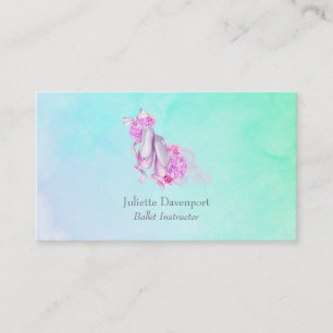 Carte De Visite Chaussures de ballet en aquarelle rose avec des pi