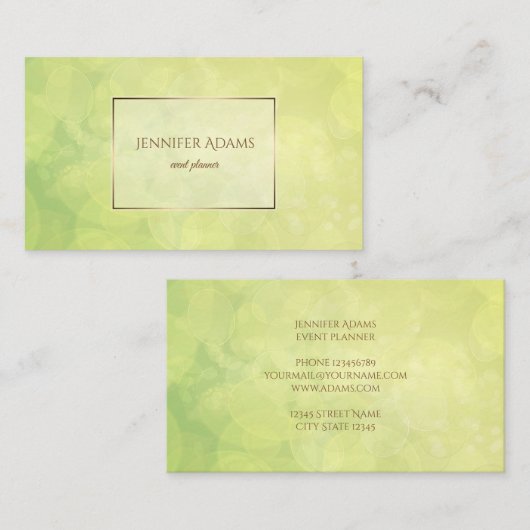 Carte De Visite Chaux abstraite texture.text. de vert de bokeh (Devant / Derrière)