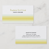 Carte De Visite Chaux de mode propre rayé Jaune simple (Devant / Derrière)