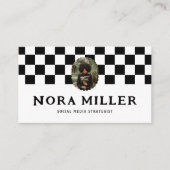 Carte De Visite Checkered Pattern Social Media Influencer Photo (Devant)