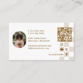 Carte De Visite Checkered Pattern Social Media Influencer Photo QR (Dos)