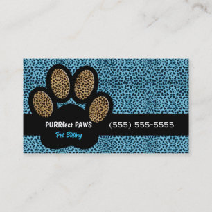 Carte De Visite Cheetah bleu Imprimer Paw Pet Sitter personnalisé