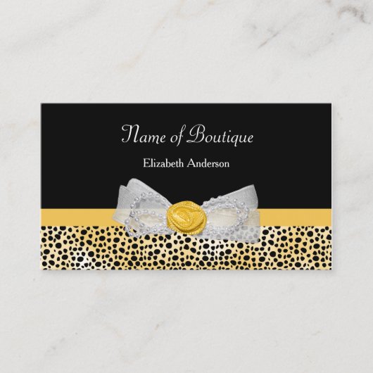 Carte De Visite Cheetah Jaune Fille Imprimer Boutique Chic Bow (Devant)