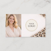 Carte De Visite Cheetah Leopard Print Logo Photo QR Code (Devant)