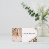 Carte De Visite Cheetah Leopard Print QR Code Photo Professional (Debout devant)
