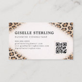 Carte De Visite Cheetah Leopard Print QR Code Professional (Dos)
