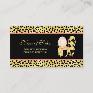 Carte De Visite Cheetah noir et or Imprimer Salon Femme de glamour