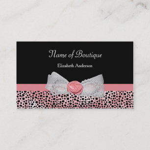 Carte De Visite Cheetah rose et noir Imprimer Boutique Cute Bow
