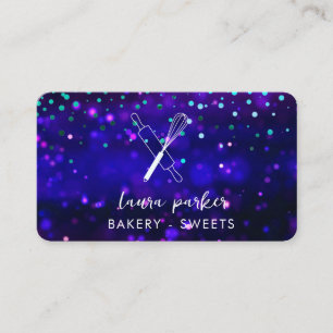 Carte De Visite Chef boulangerie avec Whisk Rolling Pin violet ble