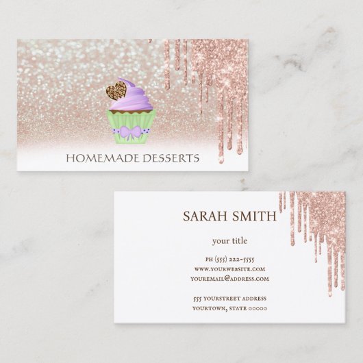 Carte De Visite Chef boulangerie Cupcake, mignonne (Devant / Derrière)