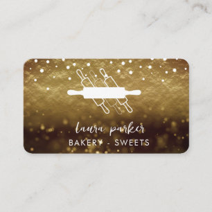 Carte De Visite Chef boulangerie Rolling Pin Blanc Or fait main