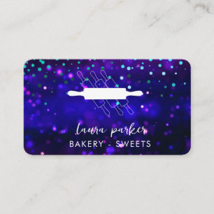 Carte De Visite Chef boulangerie Rolling Pin Purple Pâtisserie art