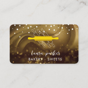 Carte De Visite Chef Boulangerie Rouleau Blanc Or Fait Main