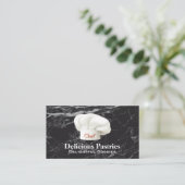 Carte De Visite Chef Casquette | Arrière - plan en marbre noir (Debout devant)