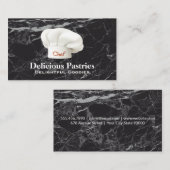 Carte De Visite Chef Casquette | Arrière - plan en marbre noir (Devant / Derrière)