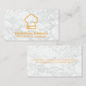 Carte De Visite Chef Casquette | ARRIÈRE - PLAN MARBRE BLANC (Devant / Derrière)