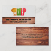 Carte De Visite Chef Casquette et argenterie | Logo Cuisiner (Devant / Derrière)