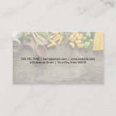 Carte De Visite Chef Casquette et couteau | Table de bois de Pasta (Dos)