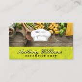 Carte De Visite Chef Casquette et couteau | Table de bois de Pasta (Devant)