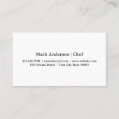 Carte De Visite Chef Casquette et couteaux | Logo du restaurant (Dos)