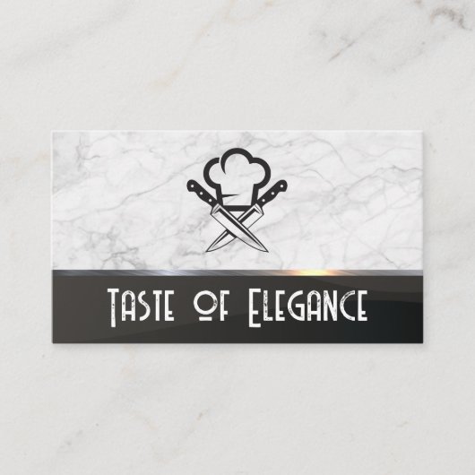 Carte De Visite Chef Casquette et couteaux | Logo du restaurant (Devant)