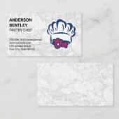 Carte De Visite Chef Casquette | MARBRE BLANC (Devant / Derrière)