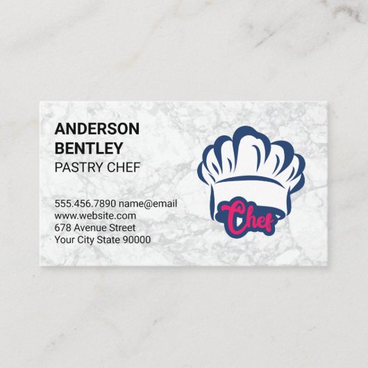 Carte De Visite Chef Casquette | MARBRE BLANC (Devant)
