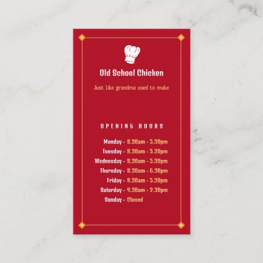 Carte De Visite Chef | Chef Restaurant (Devant)