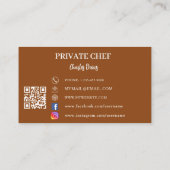 Carte De Visite Chef chocolat brun photo traiteur code QR (Dos)
