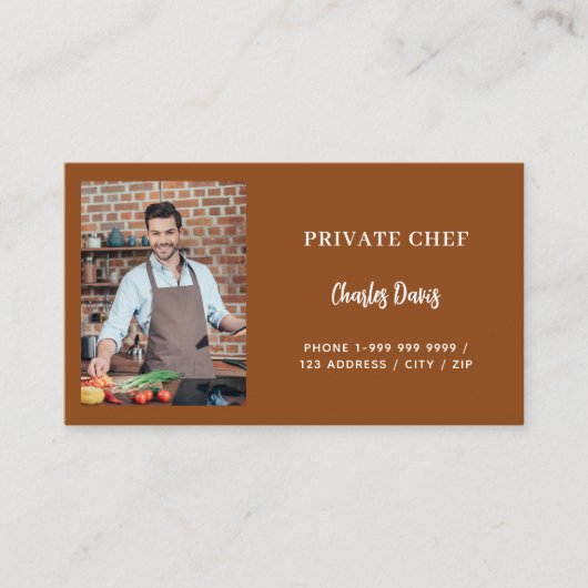 Carte De Visite Chef chocolat brun photo traiteur code QR (Devant)