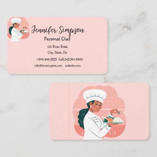 Carte De Visite Chef Cook Baker Privé (Devant / Derrière)