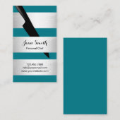 Carte De Visite Chef Couteau Argent Moderne & Grandes Tailles Turq (Devant / Derrière)