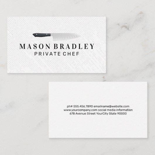 Carte De Visite Chef | Couteau de cuisine (Devant / Derrière)