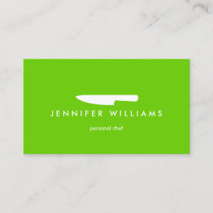Carte De Visite Chef Couteau sur Vert pour la restauration, Restau