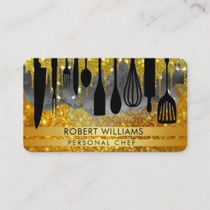 Carte De Visite Chef Cuisine Gold Noir Outils Cuisine Bu personnel