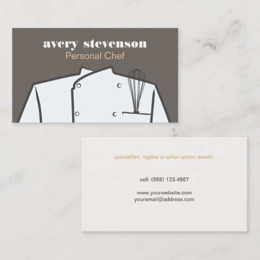 Carte De Visite Chef cuisine Uniforme et Whisk (Devant / Derrière)