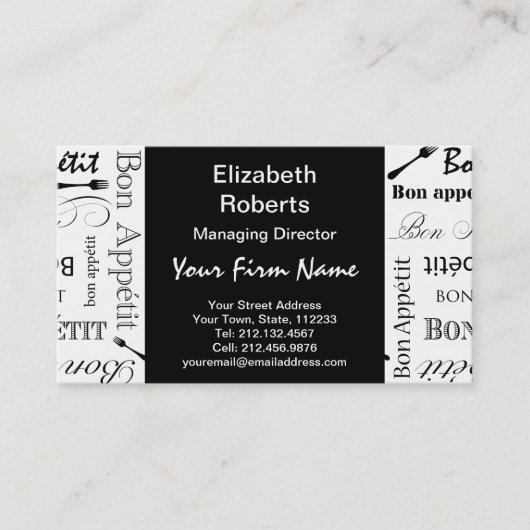 Carte De Visite Chef cuisinier Bon Appetit (Devant)
