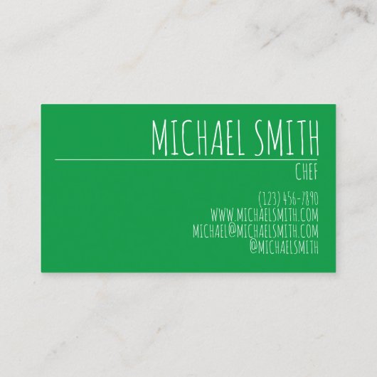 Carte De Visite Chef cuisinier jamaïcain Ackee and Saltfish Cod (Dos)