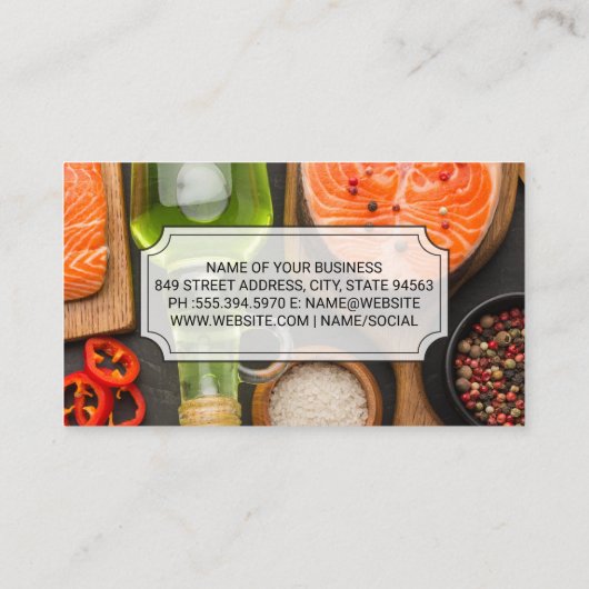 Carte De Visite Chef culinaire | Saumon et épices sur table (Dos)