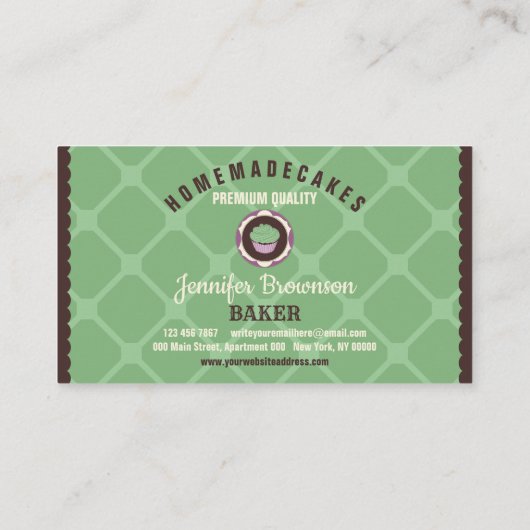 Carte De Visite Chef Cupcake Brown vert (Dos)