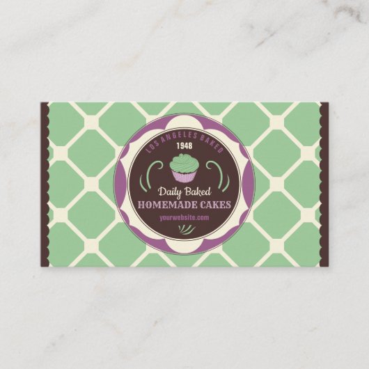 Carte De Visite Chef Cupcake Brown vert (Devant)
