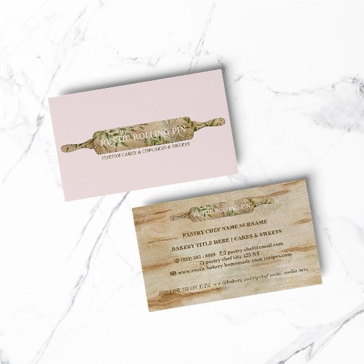 Carte De Visite Chef de boulangerie à rouleau floral rustique