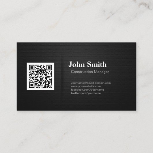 Carte De Visite Chef de construction - Code QR noir Premium (Devant)