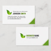 Carte De Visite Chef de construction - Élégant Vert Moderne (Devant / Derrière)