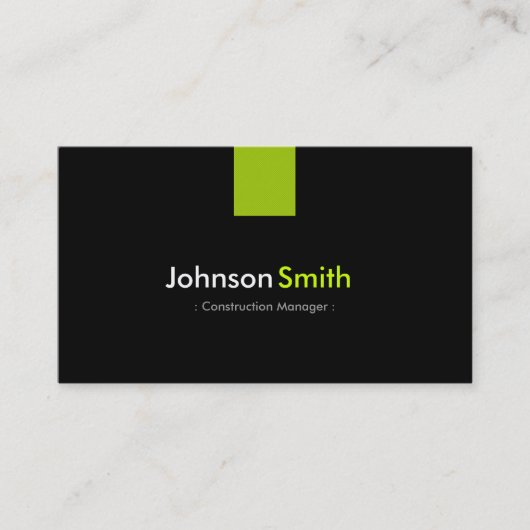 Carte De Visite Chef de construction Moderne Mint Vert (Devant)