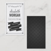 Carte De Visite Chef de construction - Noir et blanc rétro (Devant / Derrière)