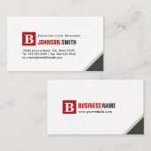 Carte De Visite Chef de construction - Simple Chic Red (Devant / Derrière)