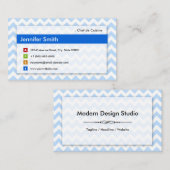 Carte De Visite Chef de Cuisine - Blue Chevron moderne (Devant / Derrière)