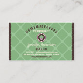 Carte De Visite Chef de cupcake géométrique vert marron (Dos)