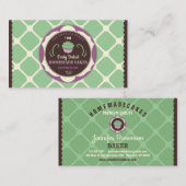 Carte De Visite Chef de cupcake géométrique vert marron (Devant / Derrière)